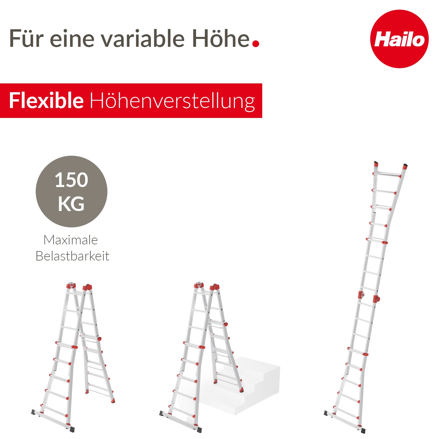 hailo-m80-multifunktionsleiter-alu-4x5-verstellbar-150-kg image 2