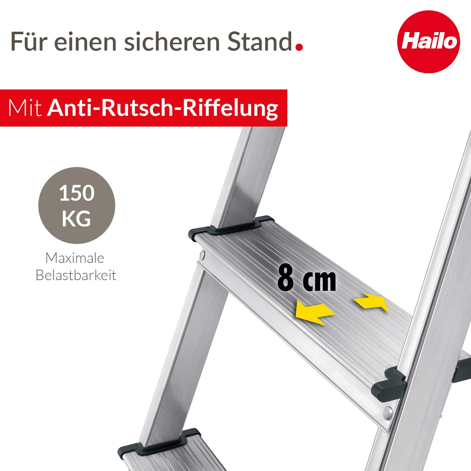 hailo-l60-standardline-stehleiter-5-stufen-silber-150-kg image 2