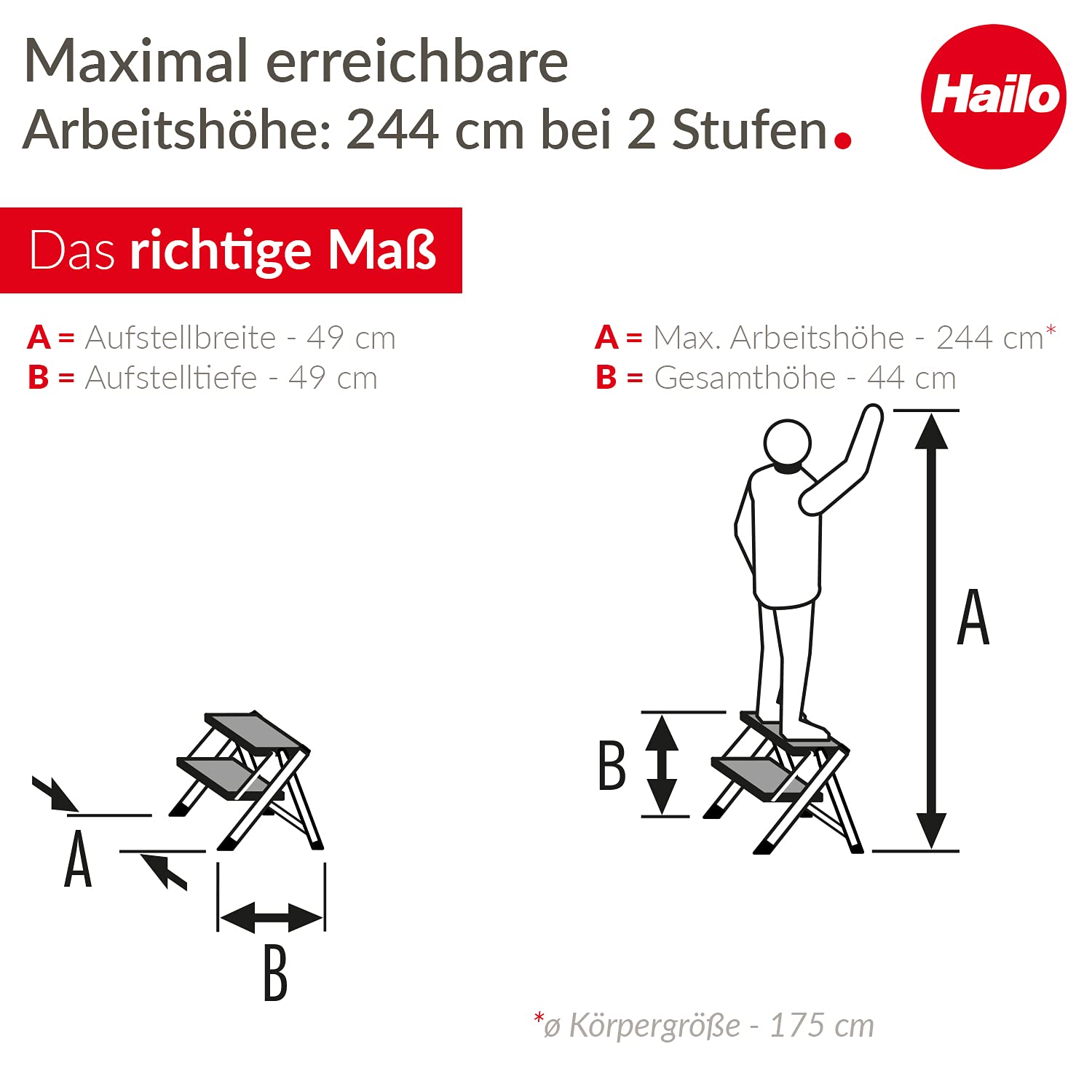 hailo-mk60-trittleiter-2-stufen-stahl-wei-150kg-klappbar image 5