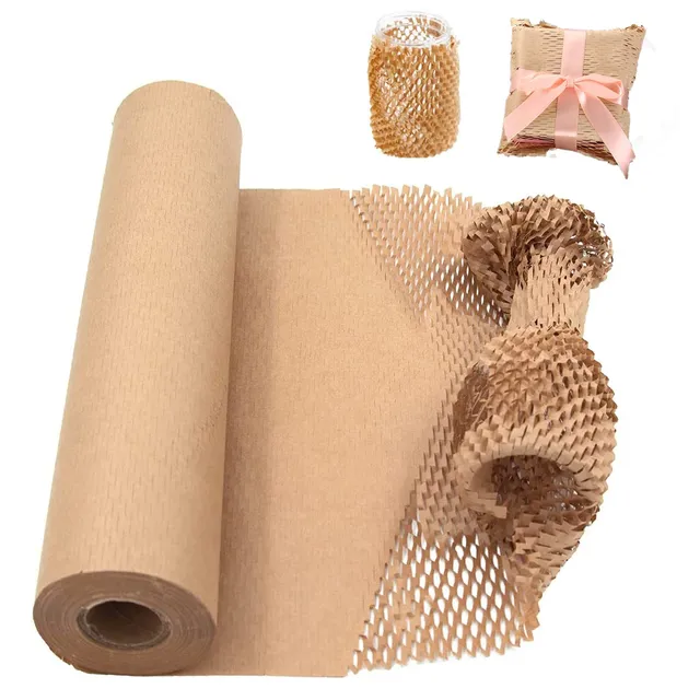 senenqu-wabenpapier-verpackung-50m-x-40cm-kraftpapier-braun image 1