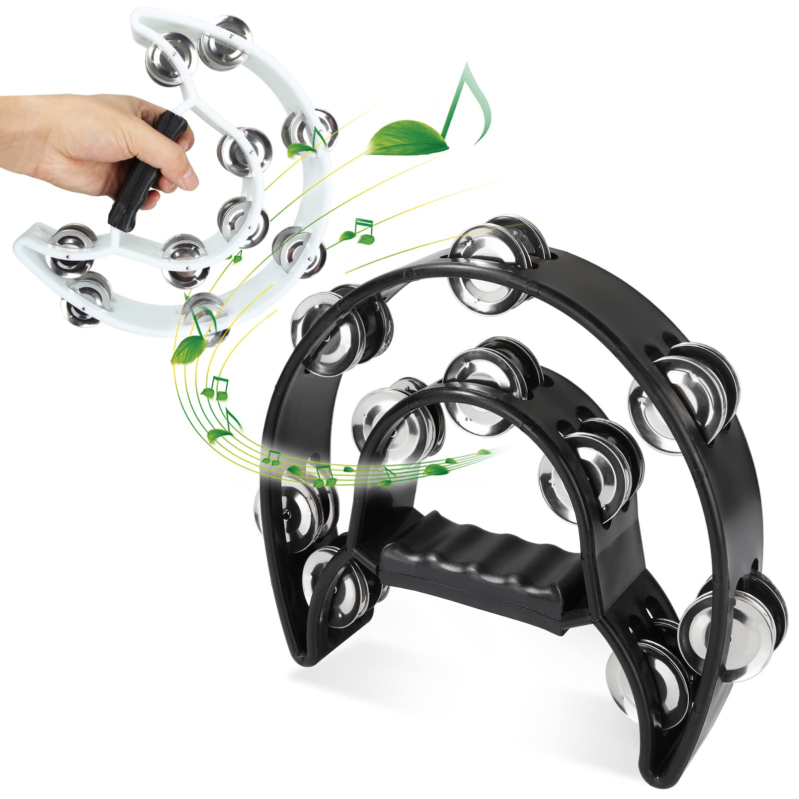 senenqu-metal-guiro-tamburin-25-cm-2er-set-schwarz-wei-doppelreihig image 6
