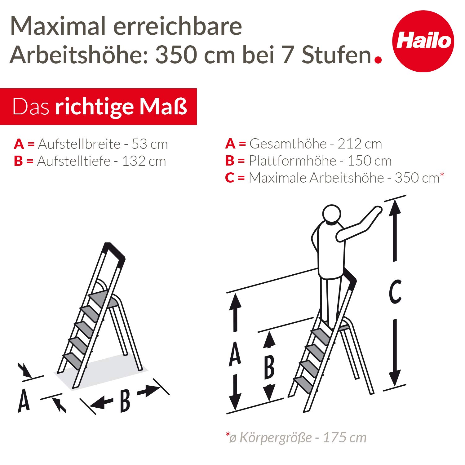 hailo-l60-standardline-stehleiter-5-stufen-silber-150-kg image 6