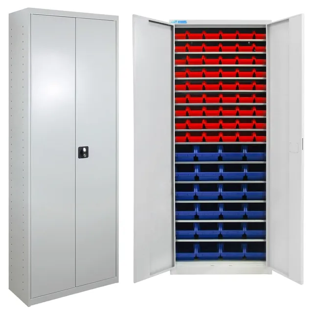 hemmdal-fl-gelt-renschrank-sichtlagerk-sten-54x-rot-24x-blau image 1