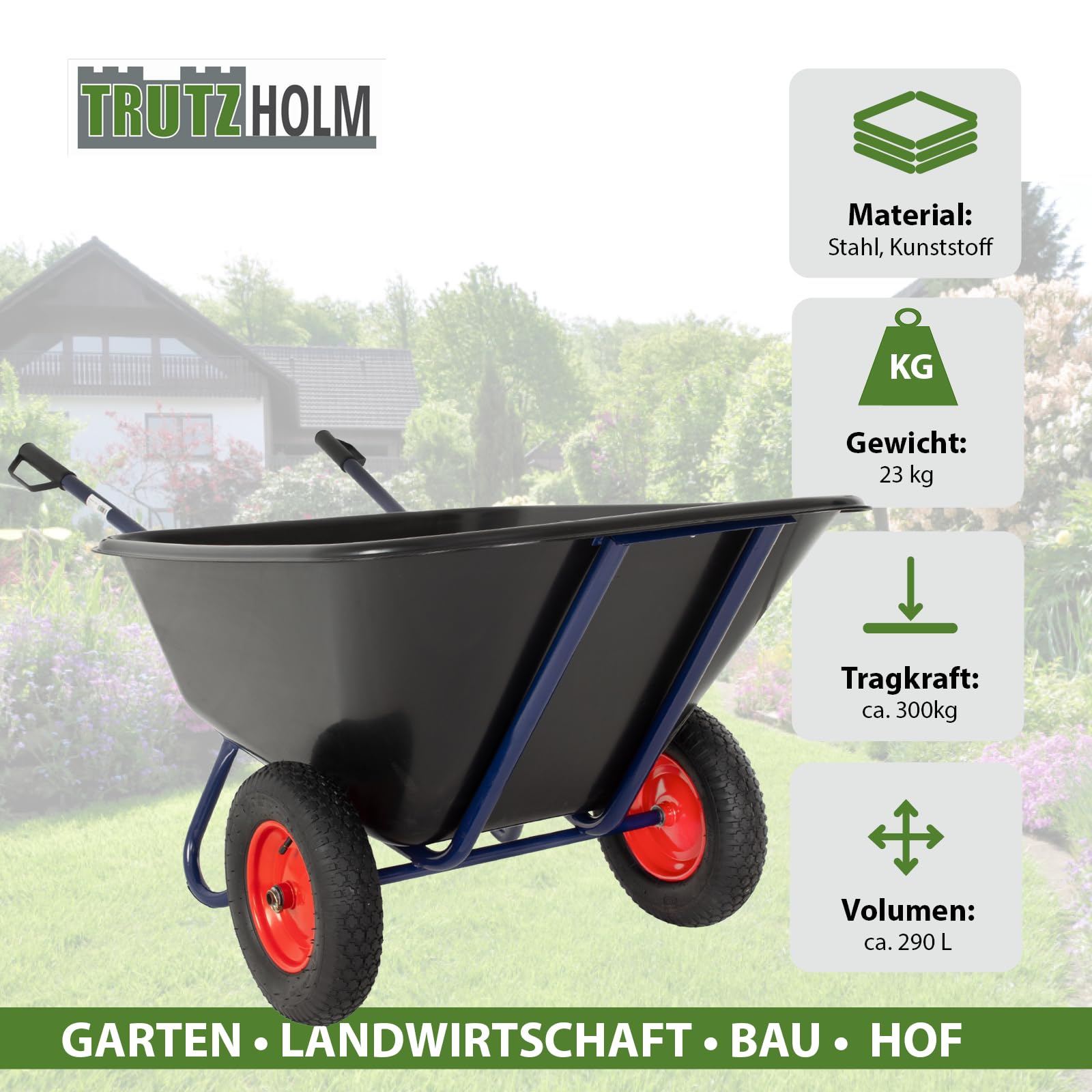 trutzholm-schubkarren-2-rad-schubkarre-290l-300kg image 3
