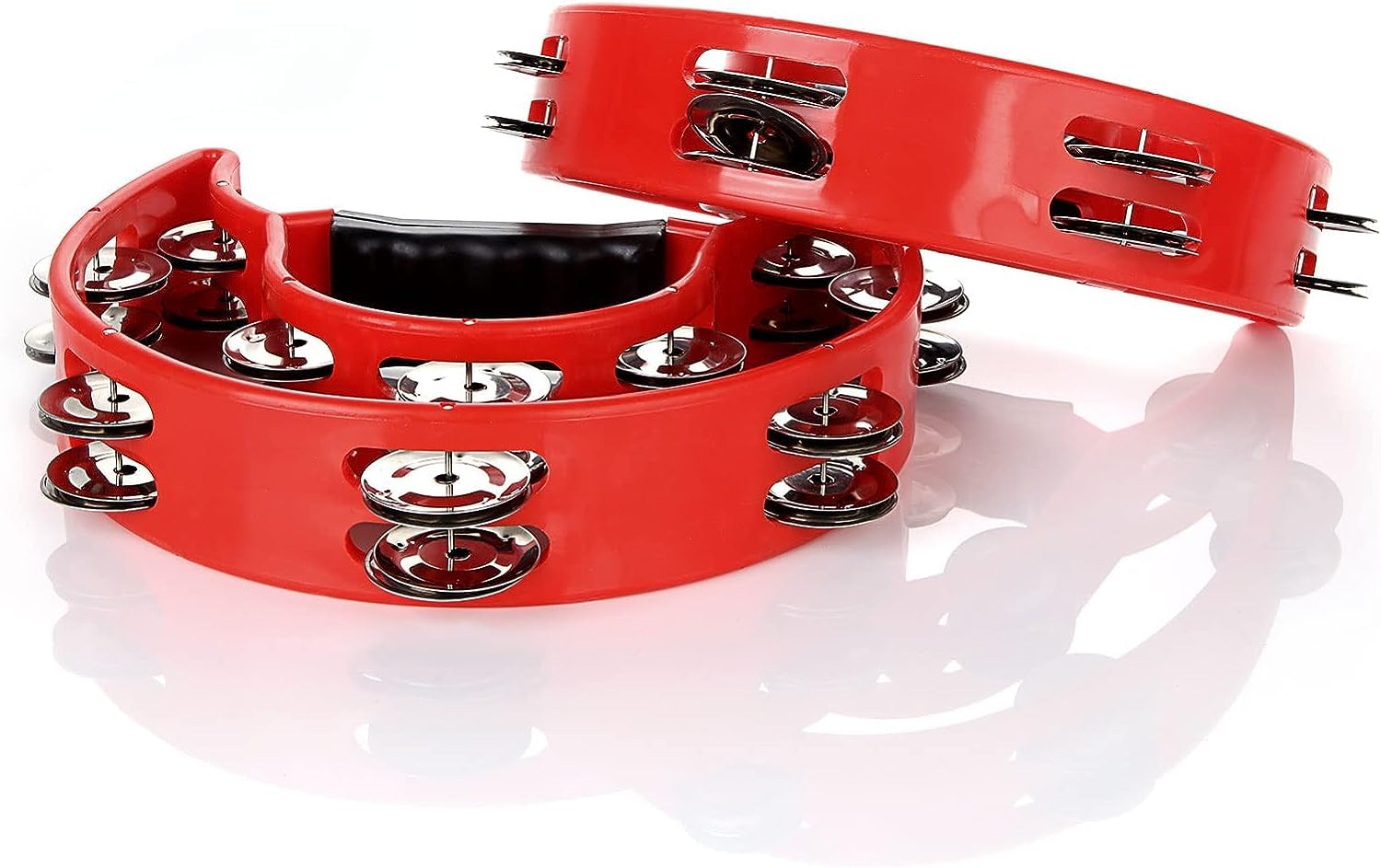 senenqu-metal-guiro-tamburin-25-cm-rot-2er-set-mit-rasseln-doppelreihig image 5