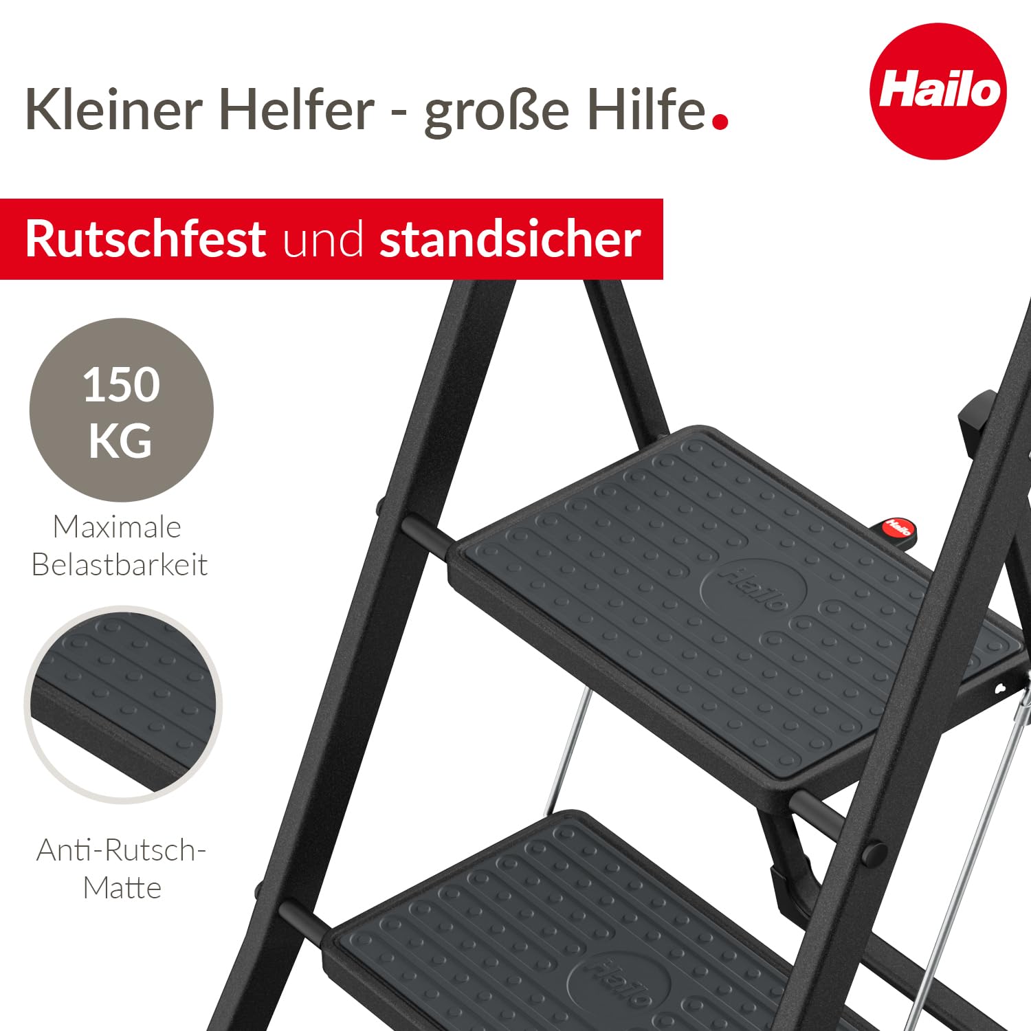 hailo-k44-standardline-klapptritt-2-stufig-schwarz-150-kg image 2