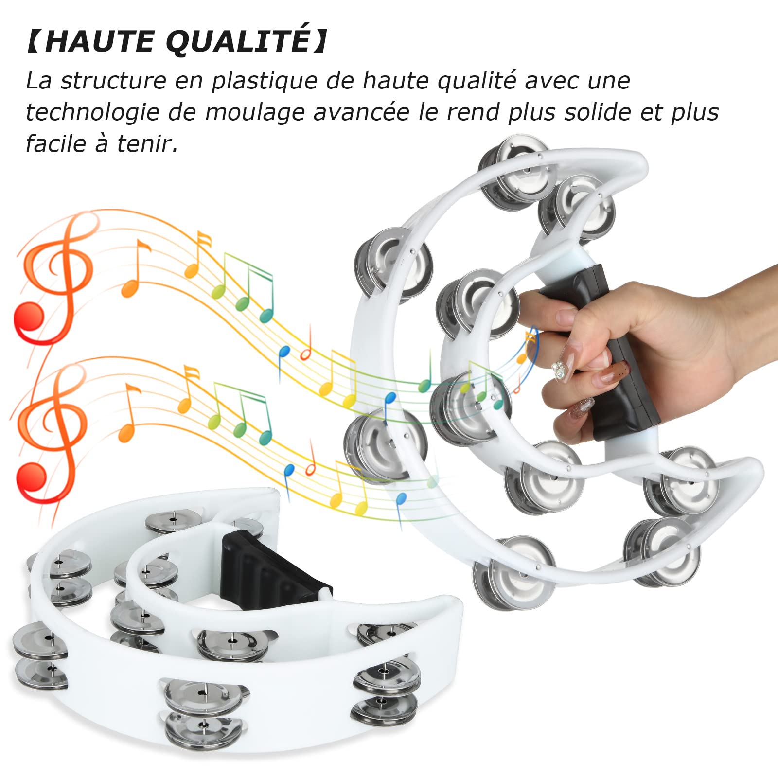 senenqu-metal-guiro-tamburin-25-cm-2er-set-schwarz-wei-doppelreihig image 3