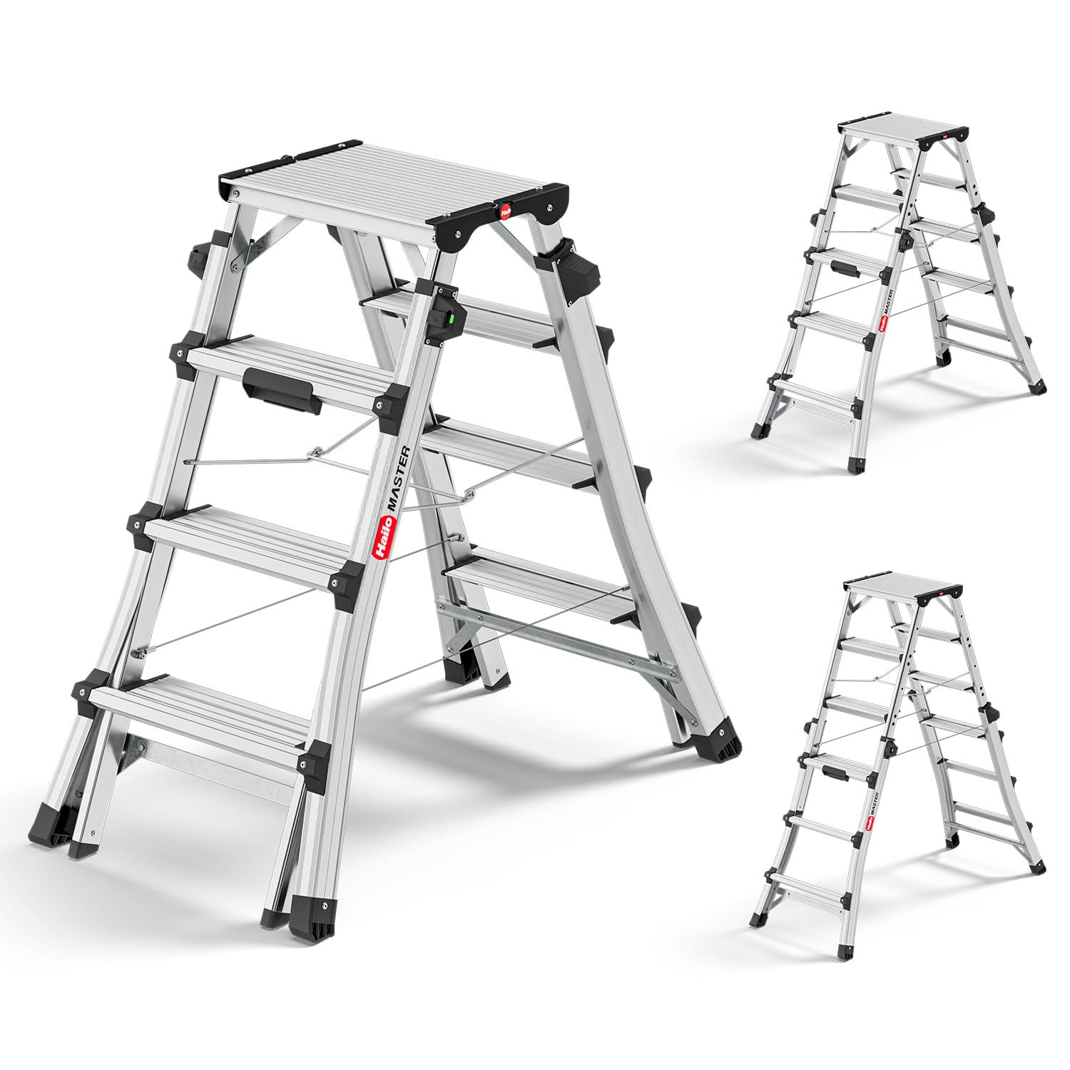 hailo-master-dtl100-teleskopleiter-klappbar-2x4-6-stufen-alu image 1