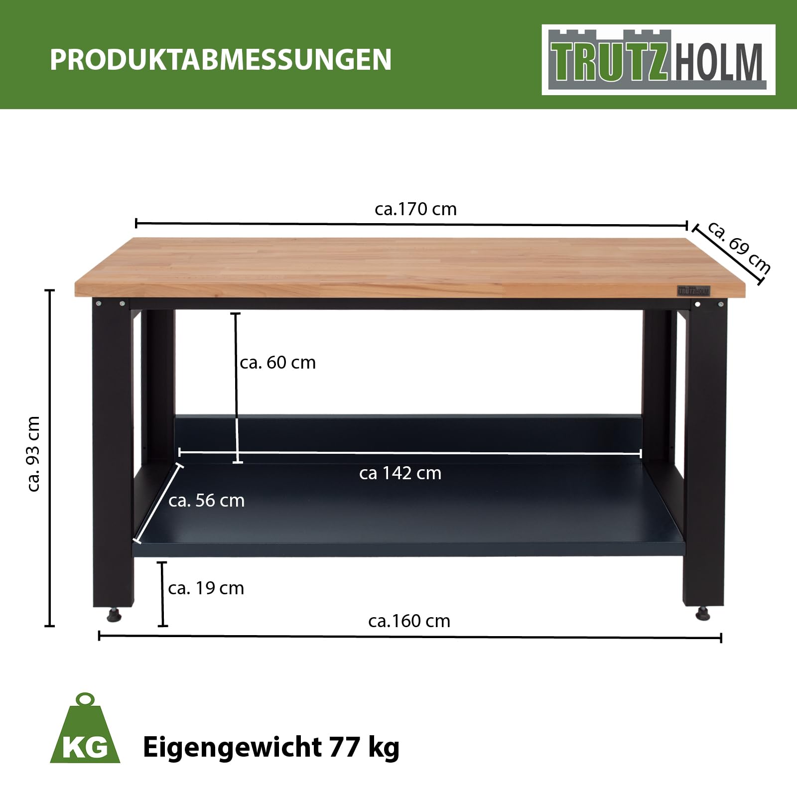 trutzholm-werkbank-profiline-xxl-170cm-hartholz-1000kg-anthrazit image 2