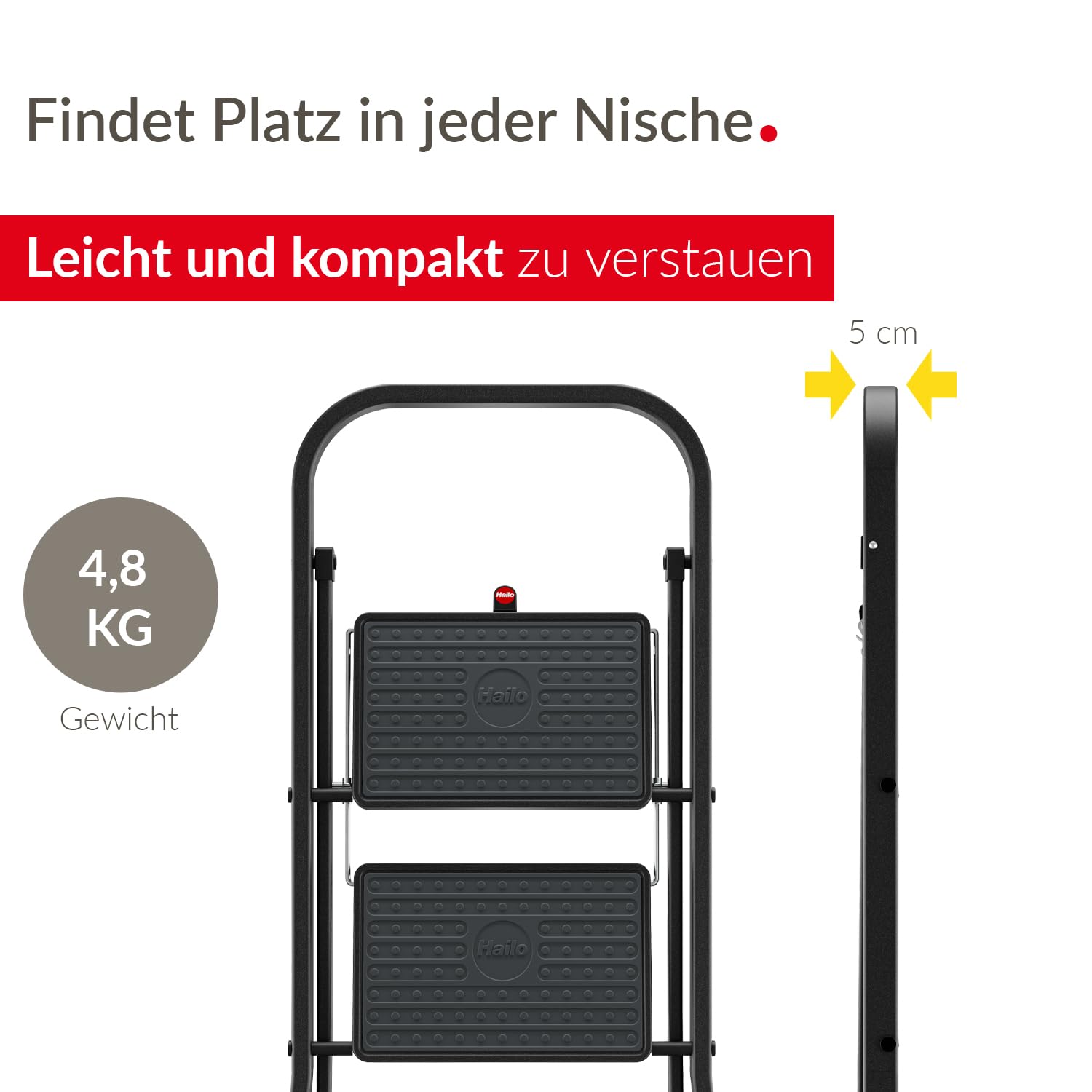 hailo-k44-standardline-klapptritt-2-stufig-schwarz-150-kg image 5