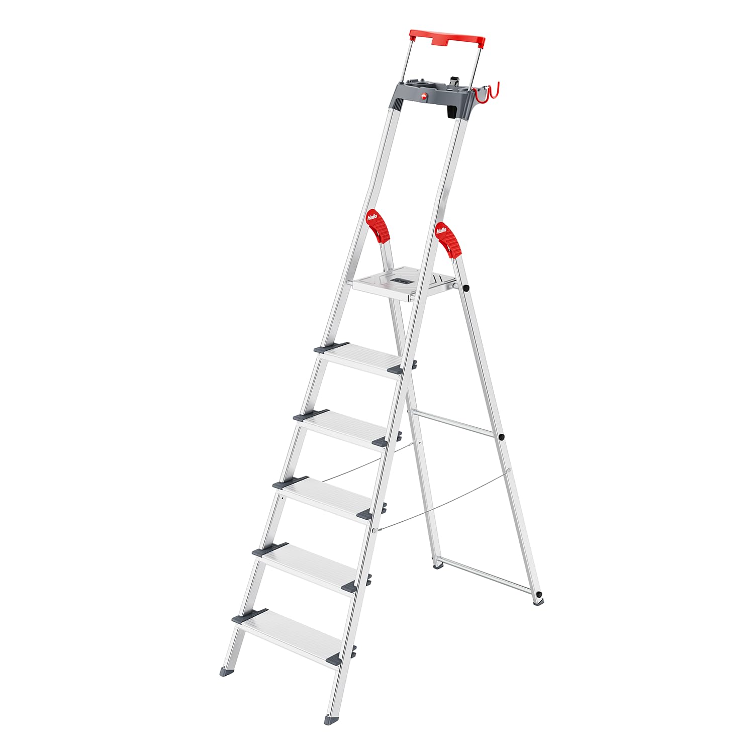 hailo-l84-comfortline-alu-stehleiter-6-xxl-stufen-silber image 1