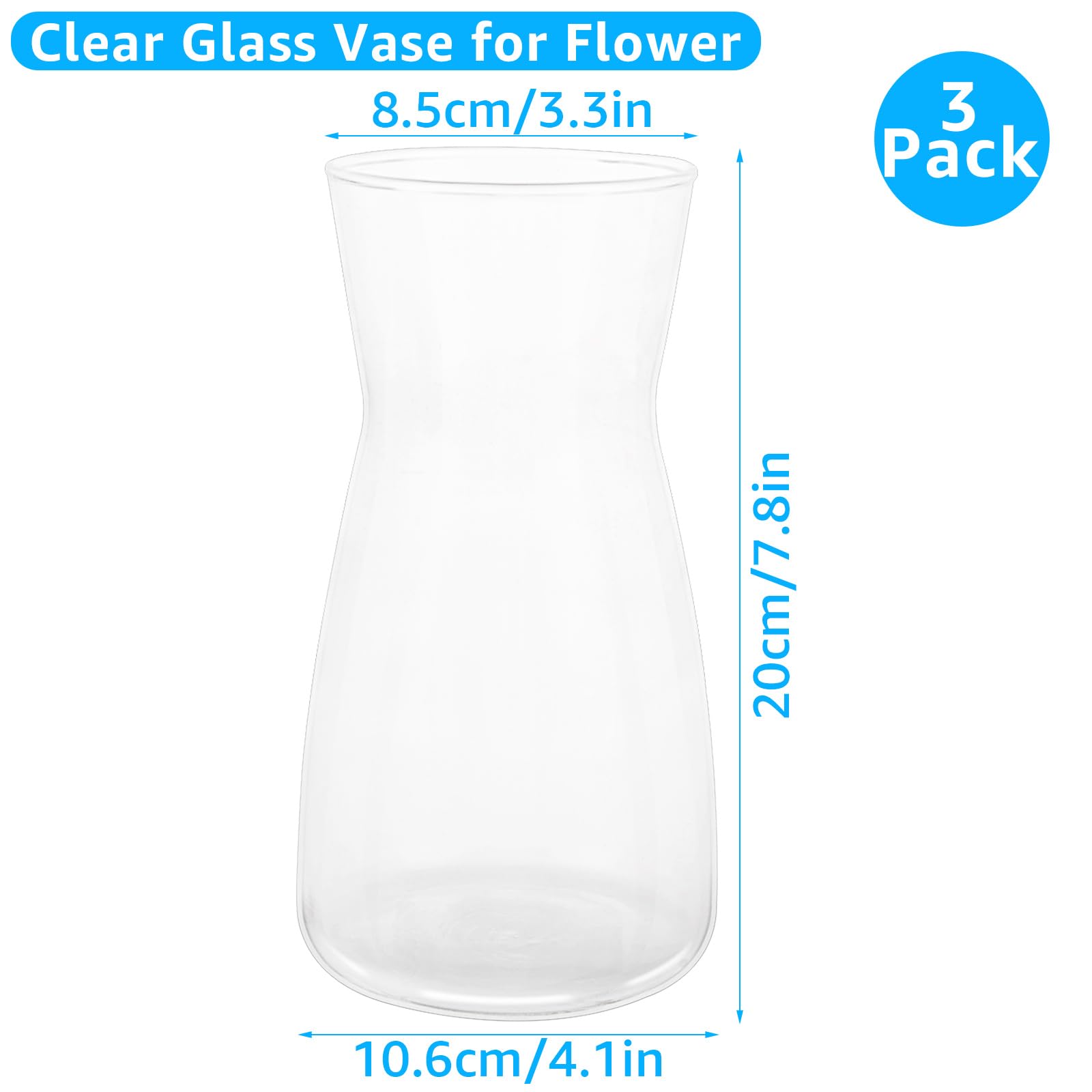 senenqu-glasvase-20-cm-hoch-transparent-3er-set-blumenvase image 2