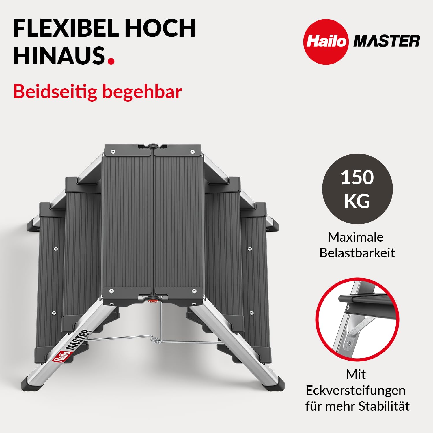 hailo-master-d70-trittleiter-2x3-alu-silber image 2