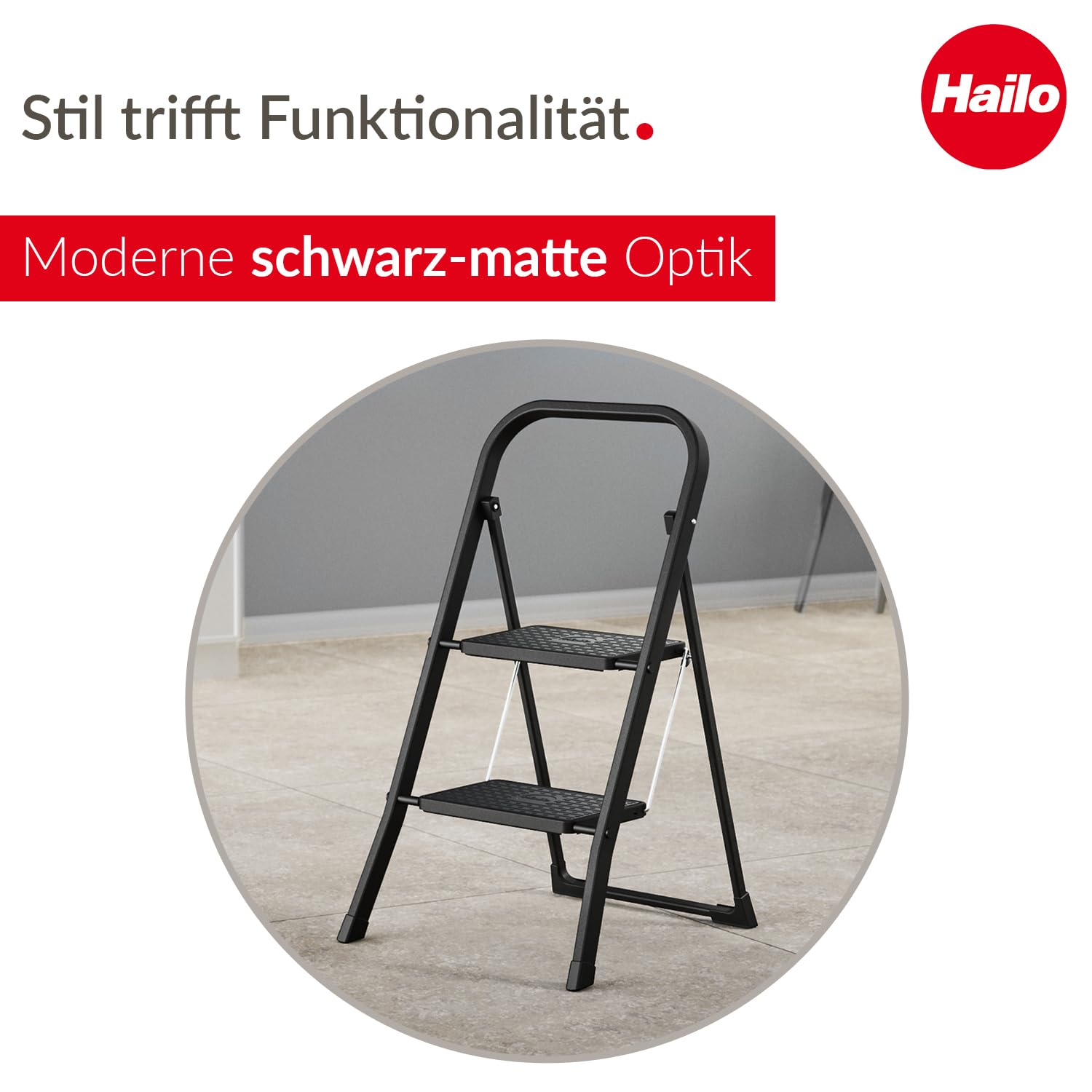 hailo-k44-standardline-klapptritt-2-stufig-schwarz-150-kg image 3