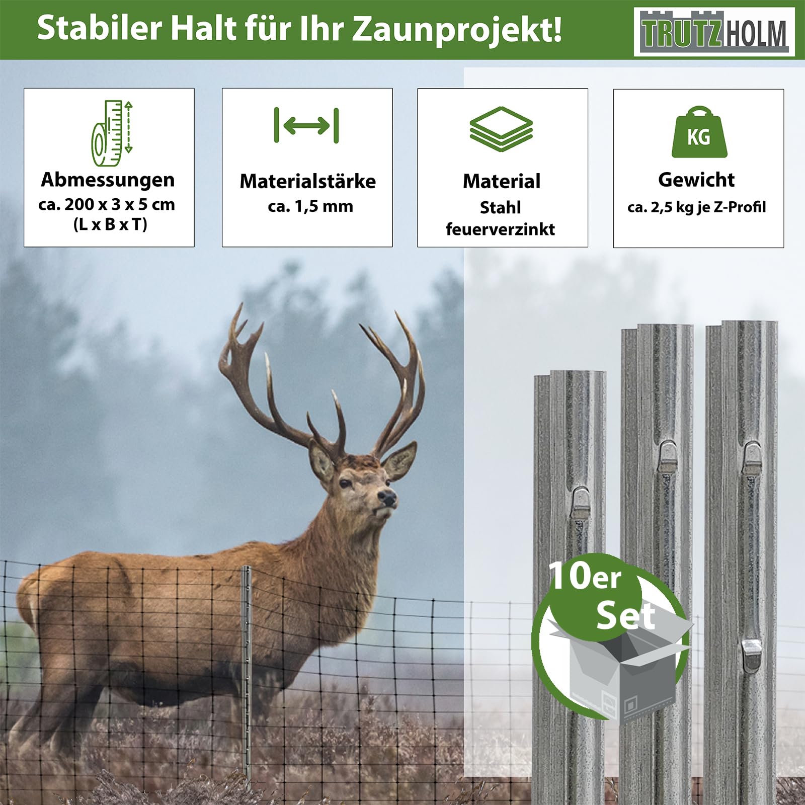 trutzholm-zaunbau-z-profil-zaunpfosten-200-cm-10er-set-verzinkt image 2