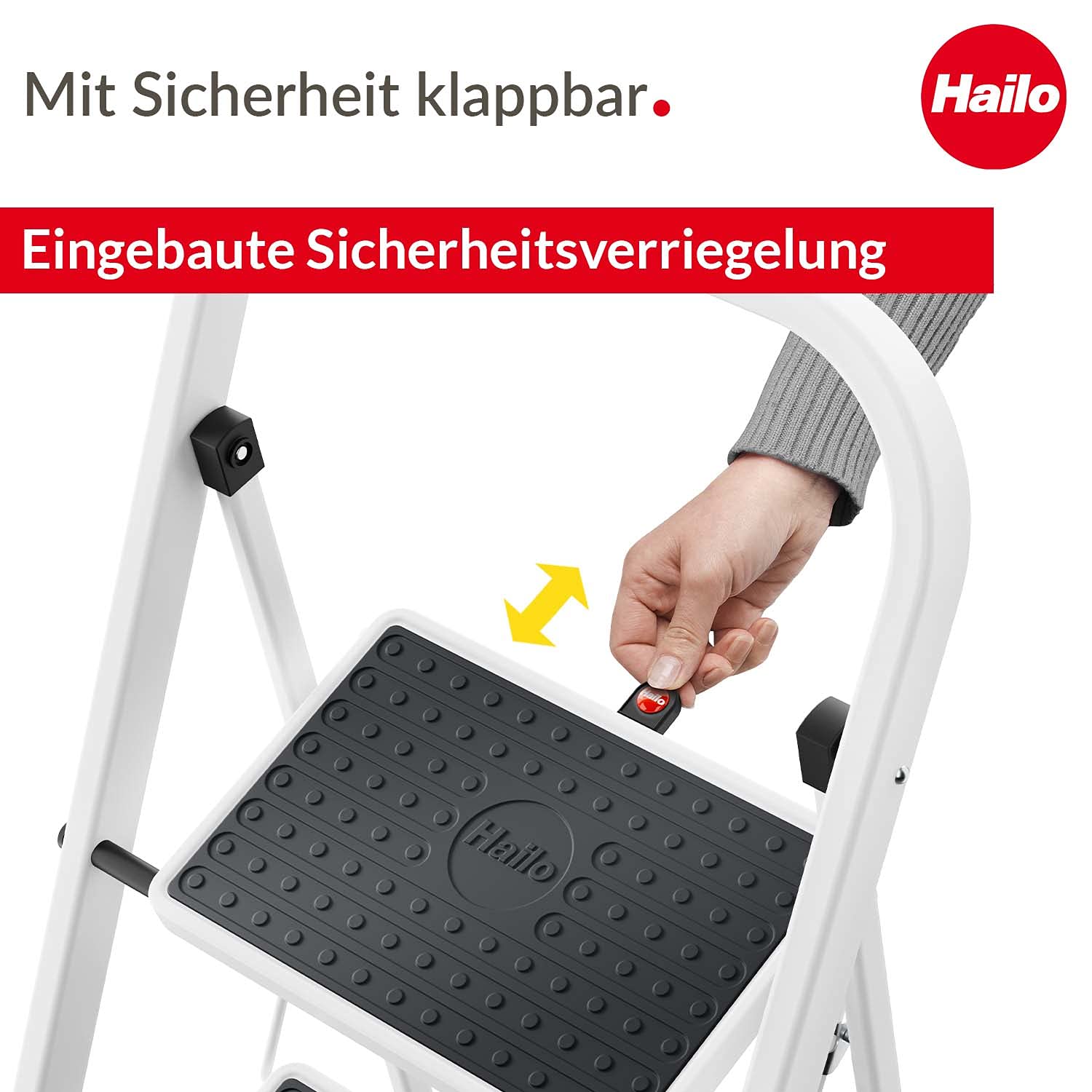 hailo-hobbystep-stahl-trittleiter-3-stufen-wei-150-kg image 3