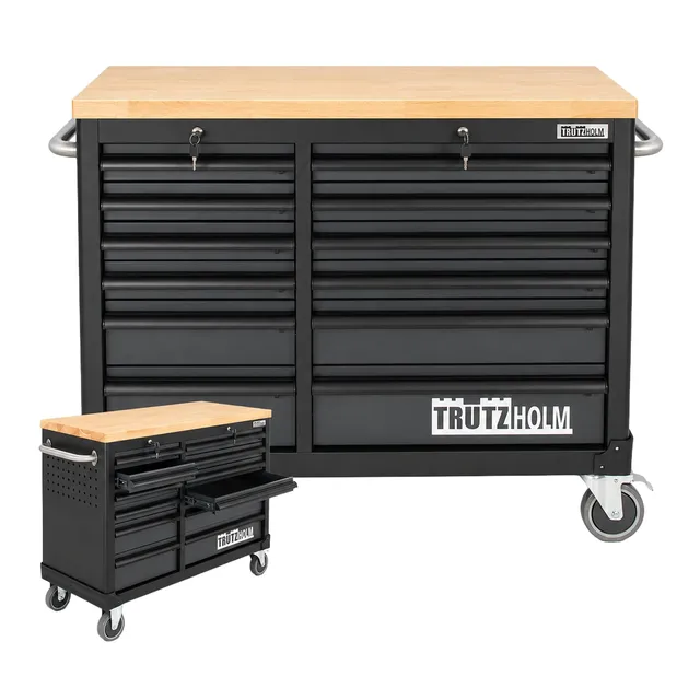 trutzholm-werkstattwagen-deluxe-12-schubladen-holzplatte-anthrazit-grau image 1
