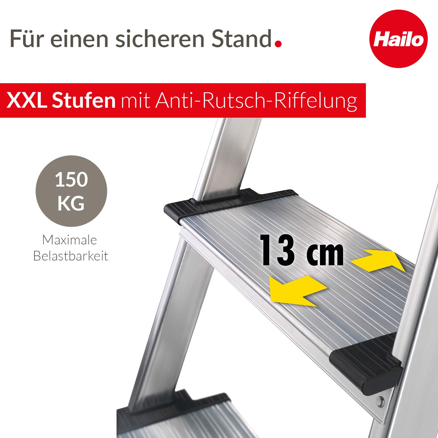 hailo-l80-comfortline-stehleiter-7-stufen-xxl-alu-150kg image 2