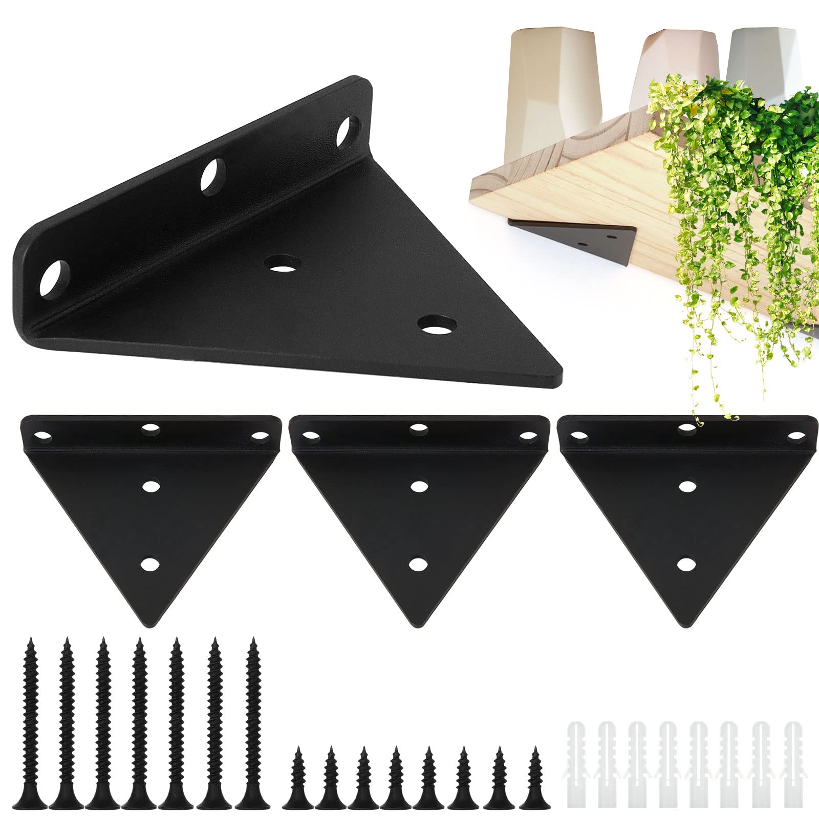 senenqu-regalhalterung-schwarz-8-cm-metall-4er-set-30-kg image 7