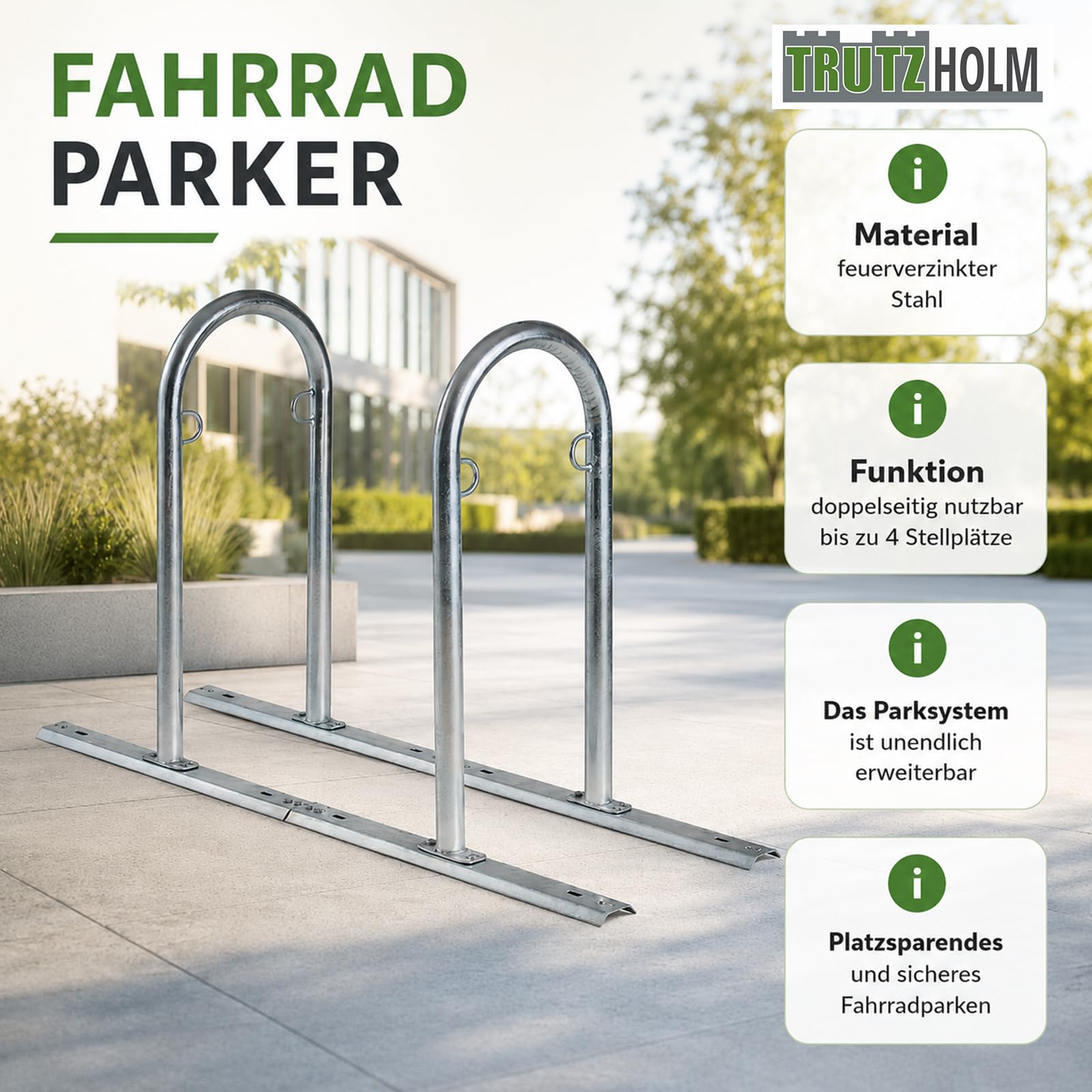 trutzholm-fahrrad-anlehnb-gel-140-cm-fahrradst-nder-verzinkt-4er image 2