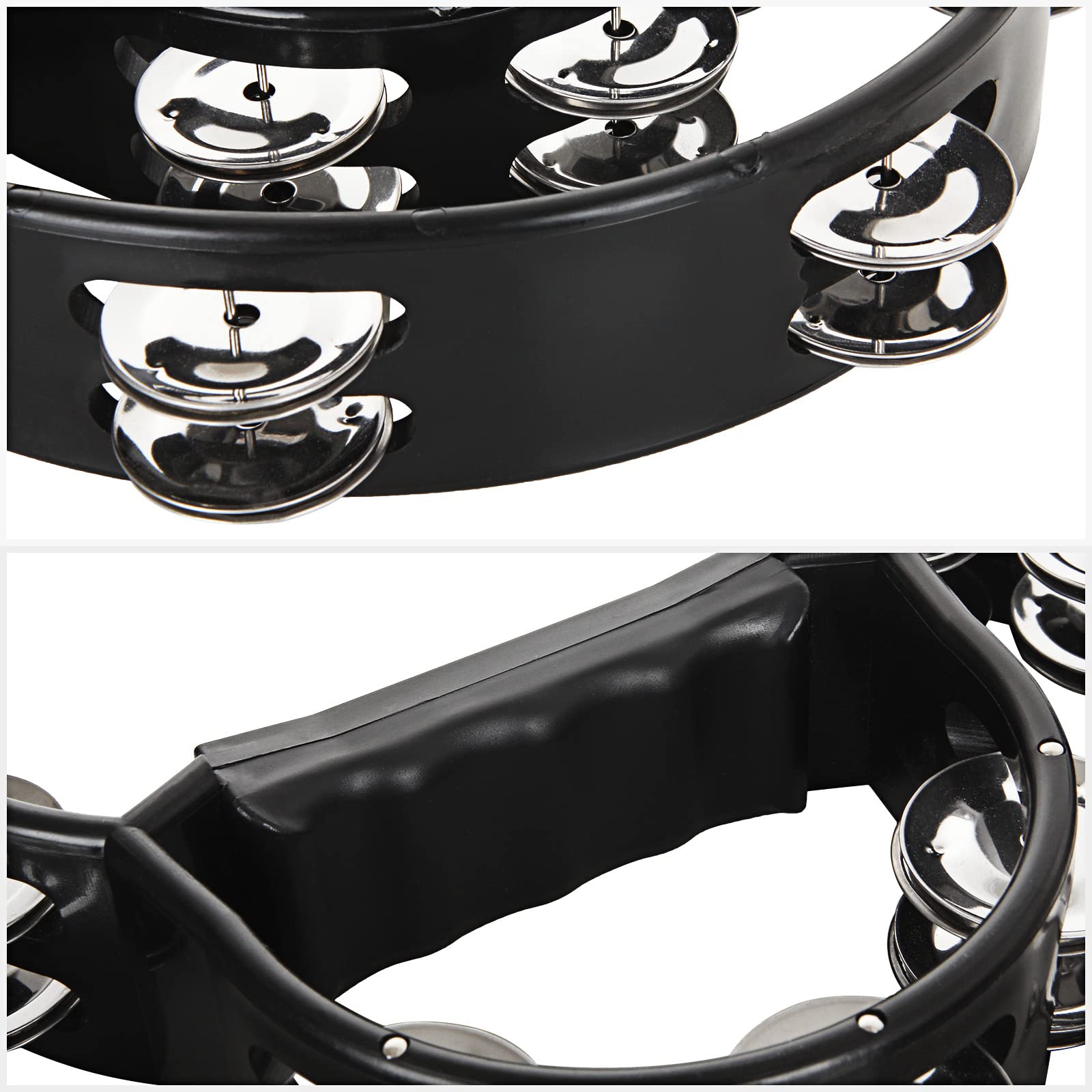 senenqu-metal-guiro-tamburin-25-cm-2er-set-schwarz-wei-doppelreihig image 4