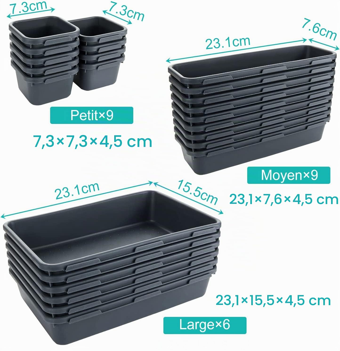 senenqu-ordnungssystem-schubladenorganizer-24er-dunkelgrau-kunststoff image 2
