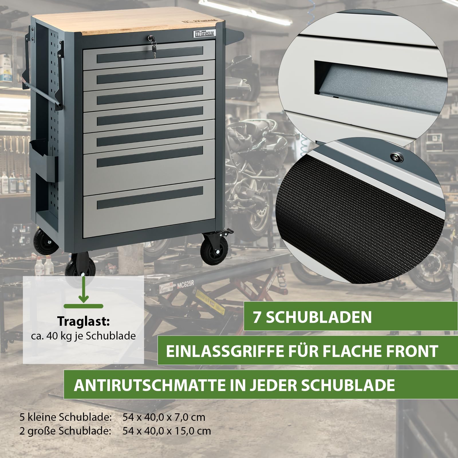 trutzholm-werkstattwagen-7-schubladen-anthrazit-holzplatte-leer image 4
