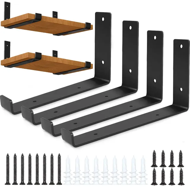 senenqu-regalhalterung-235-mm-schwarz-industrie-4er-set-eisen image 1