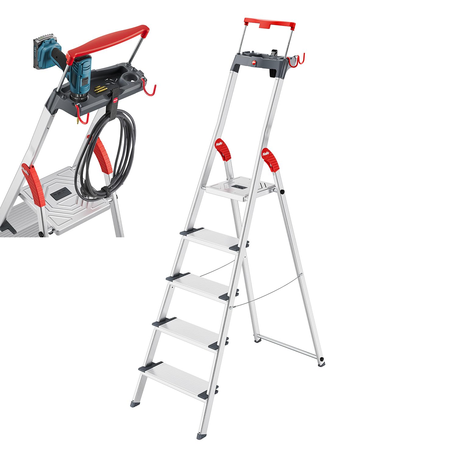 hailo-l84-comfortline-stehleiter-5-stufen-150-kg-alu image 1