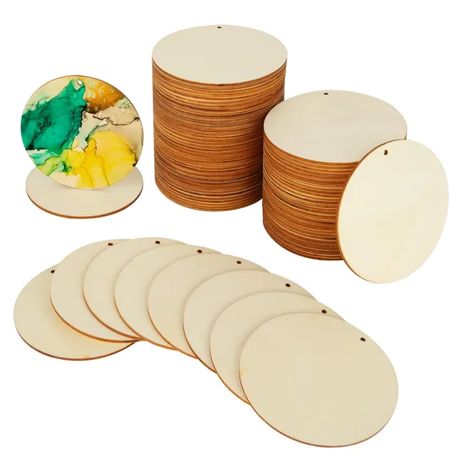 senenqu-holzscheiben-10cm-mit-loch-100-st-ck-bastelholz-rund image 1