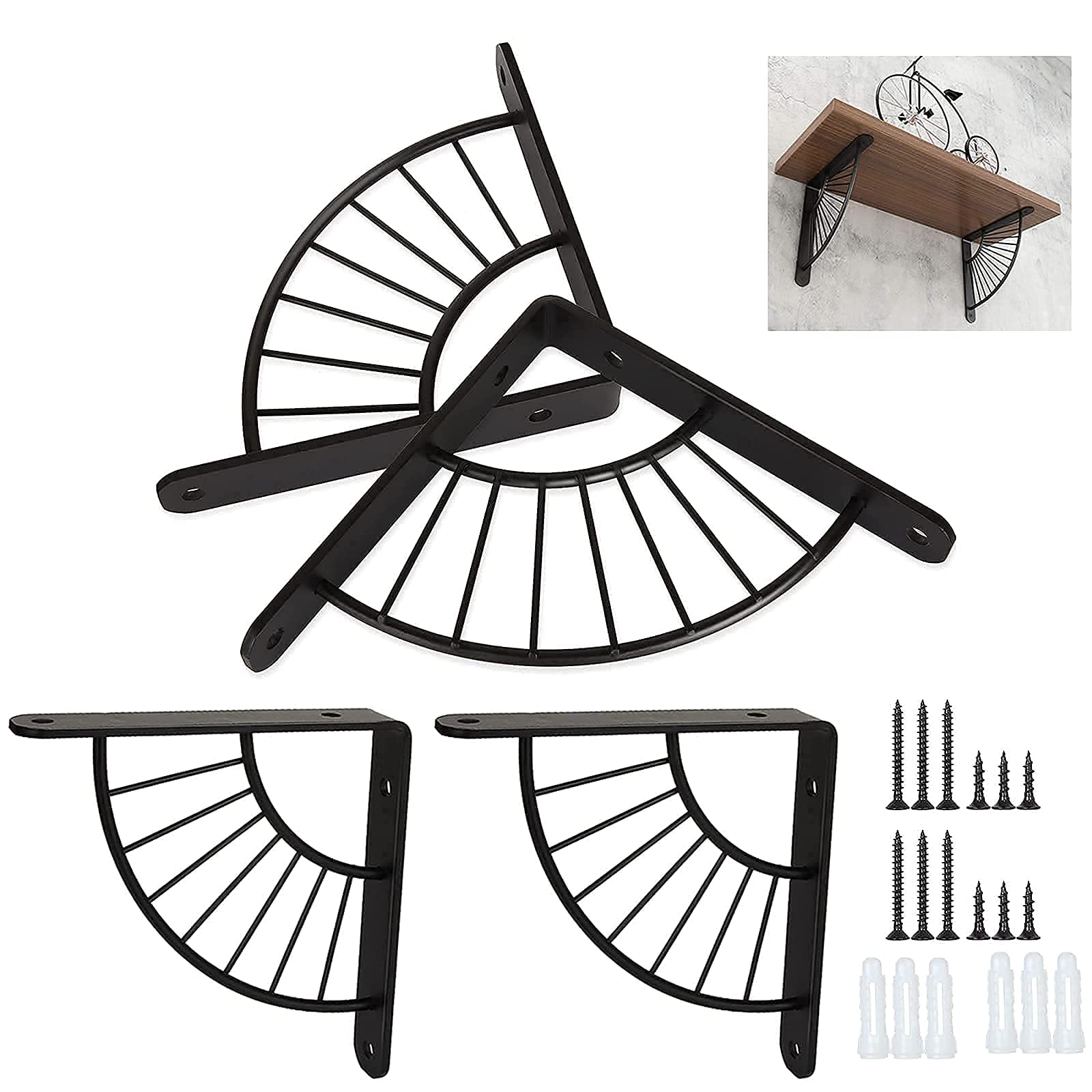 senenqu-regalhalterung-4er-set-schwarz-15cm-metall-50kg image 4