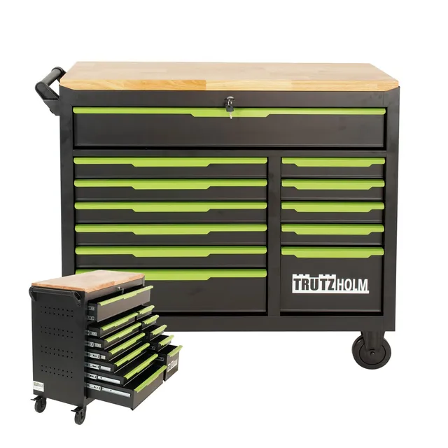 trutzholm-werkstattwagen-star-xl-12-schubladen-schwarz-gr-n image 1