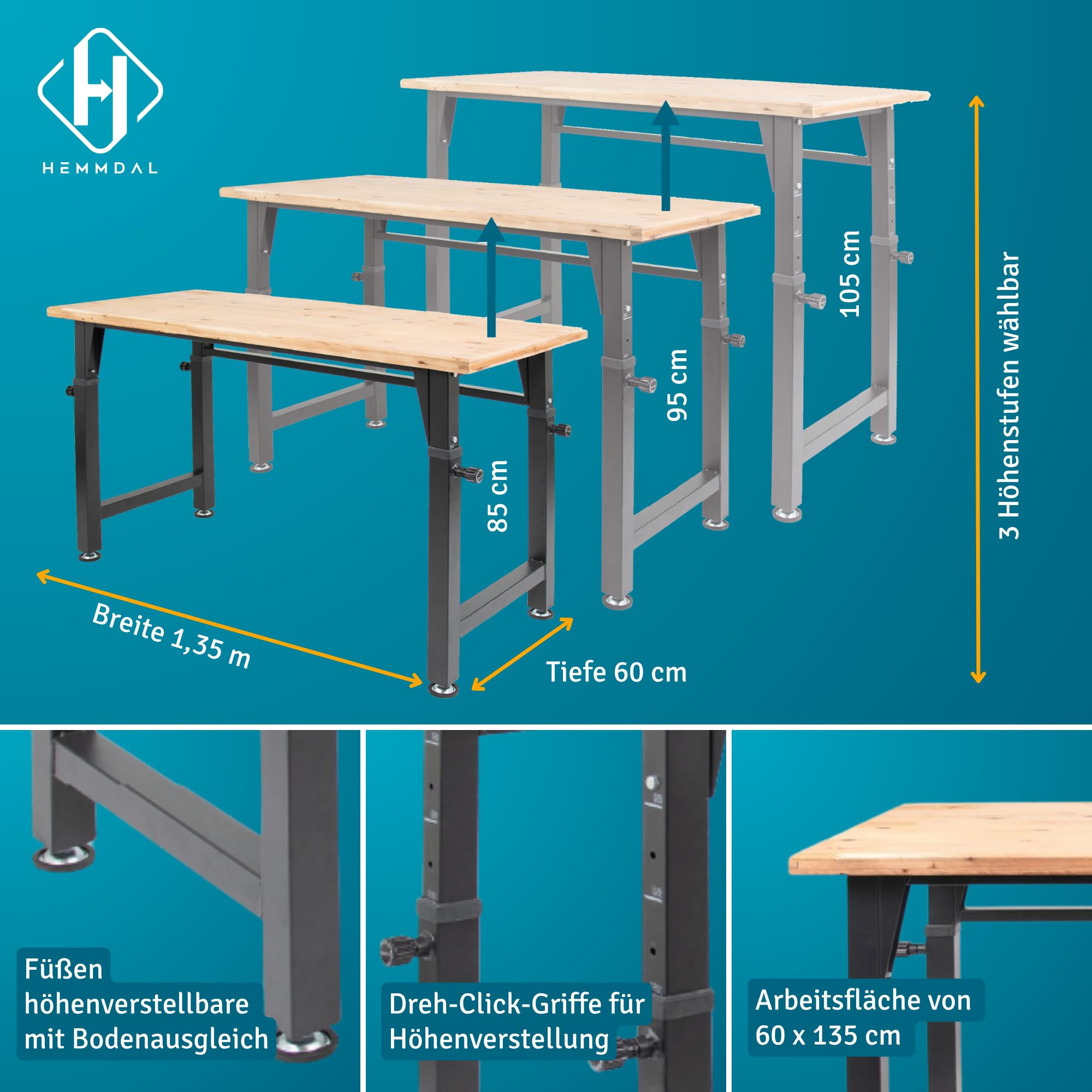 hemmdal-werkbank-h-henverstellbar-135x60cm-200kg-holz image 3
