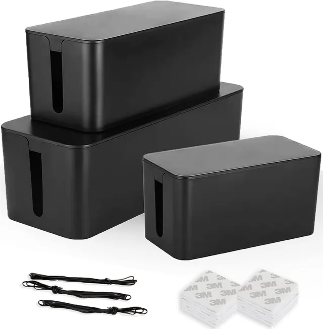 senenqu-kabelbox-schwarz-3er-set-mit-holzdeckel image 1