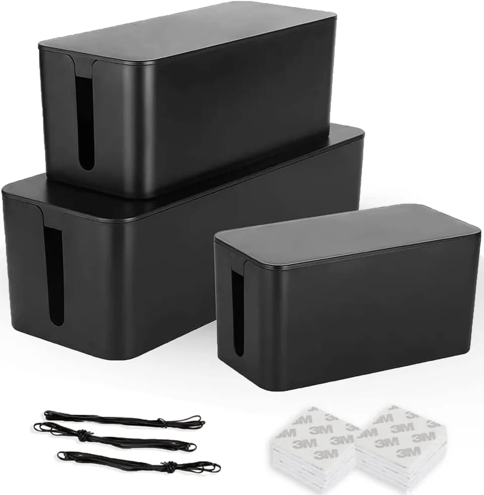 senenqu-kabelbox-schwarz-3er-set-mit-holzdeckel image 1