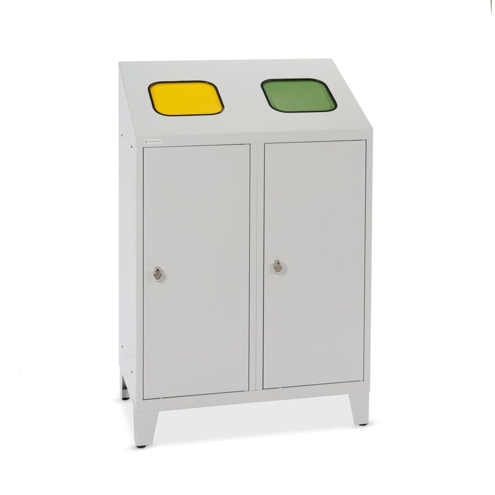 hemmdal-recycling-abfallsammler-2x120-l-stahl-2-einheiten image 1