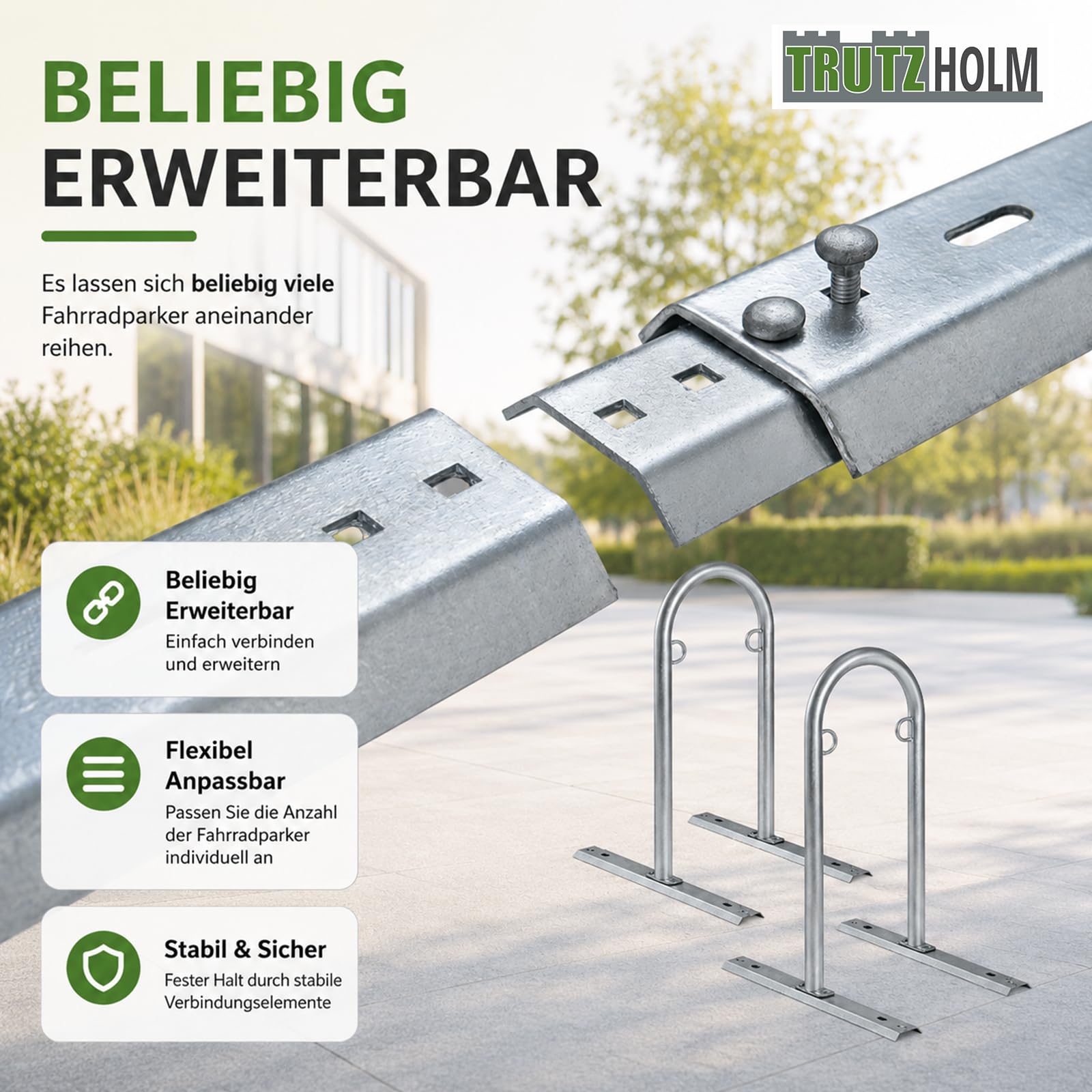 trutzholm-fahrrad-anlehnb-gel-140-cm-fahrradst-nder-verzinkt-4er image 4