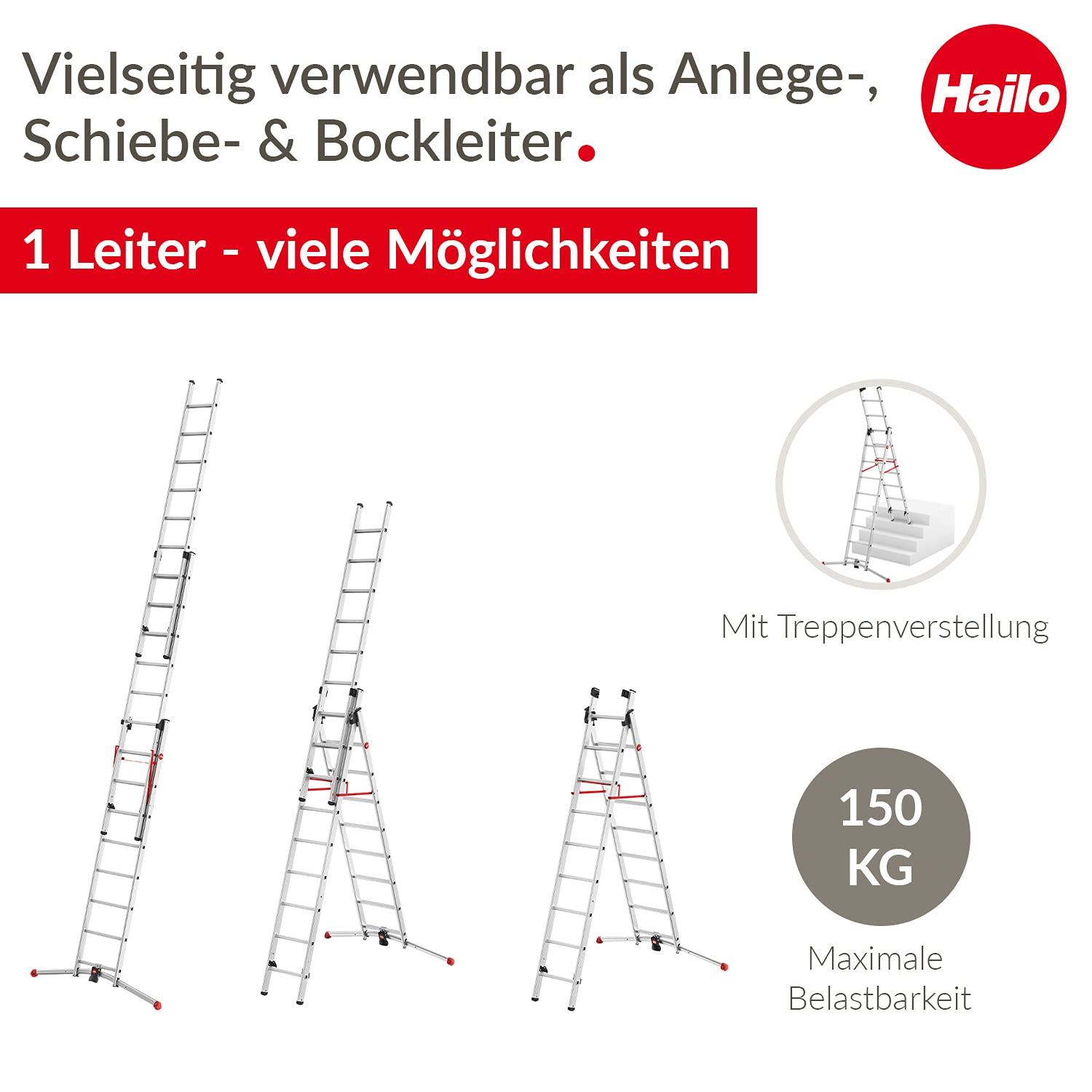 hailo-leitern-s100-profilot-kombileiter-alu-2x9-1x8-150kg image 2
