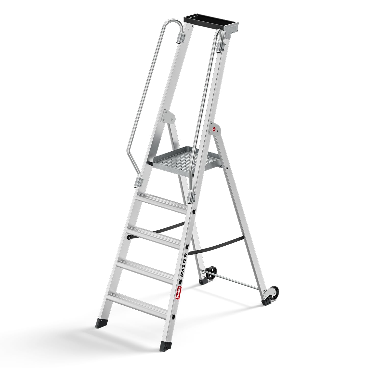 hailo-master-p80-plattformleiter-5-stufen-alu-fahrbar image 1