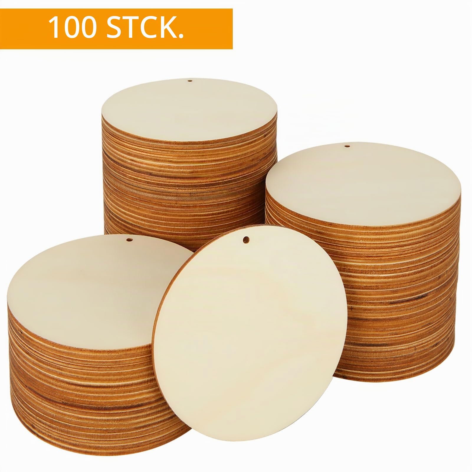 senenqu-holzscheiben-10cm-mit-loch-100-st-ck-bastelholz-rund image 3