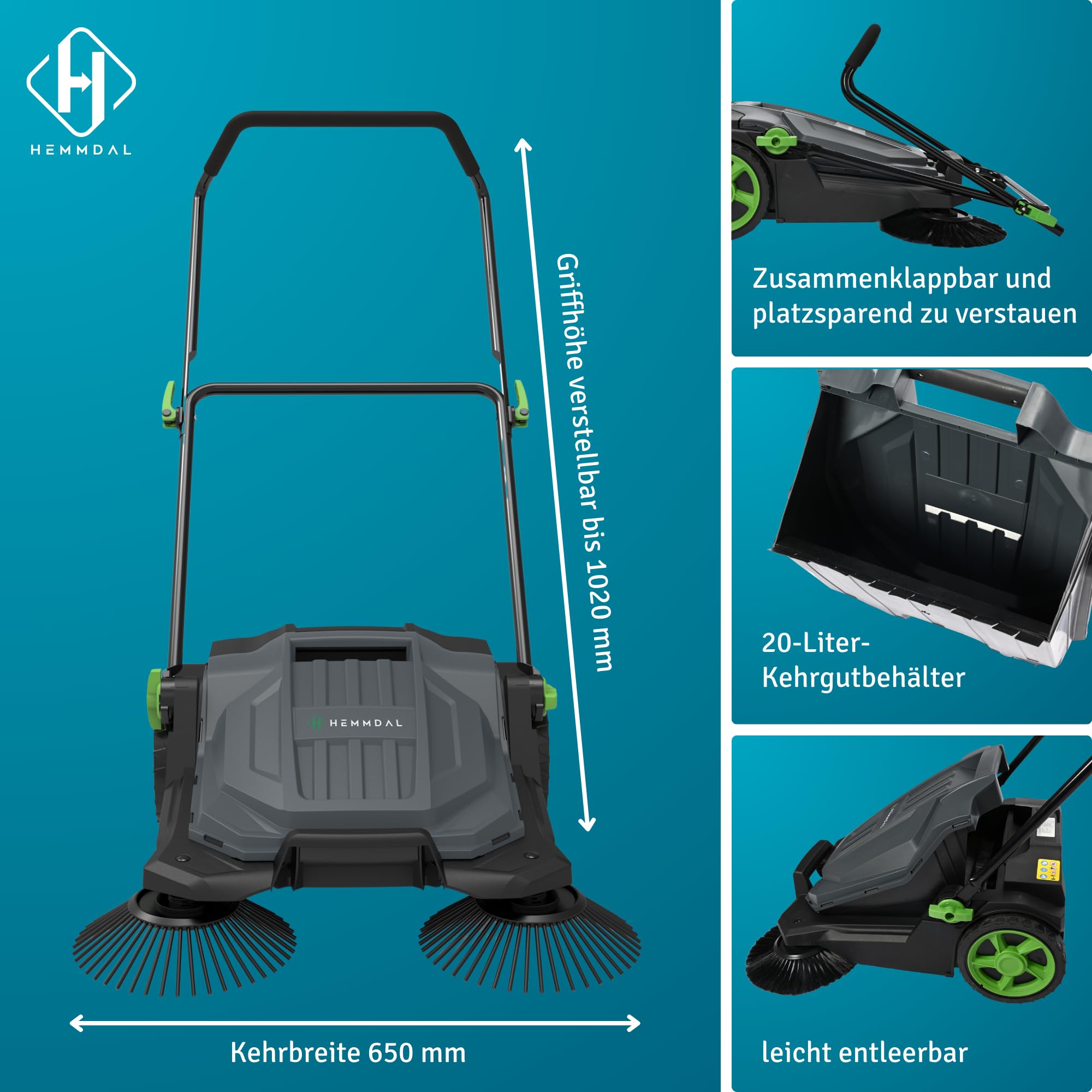 hemmdal-transportwagen-kehrmaschine-manuell-65cm-20l image 3
