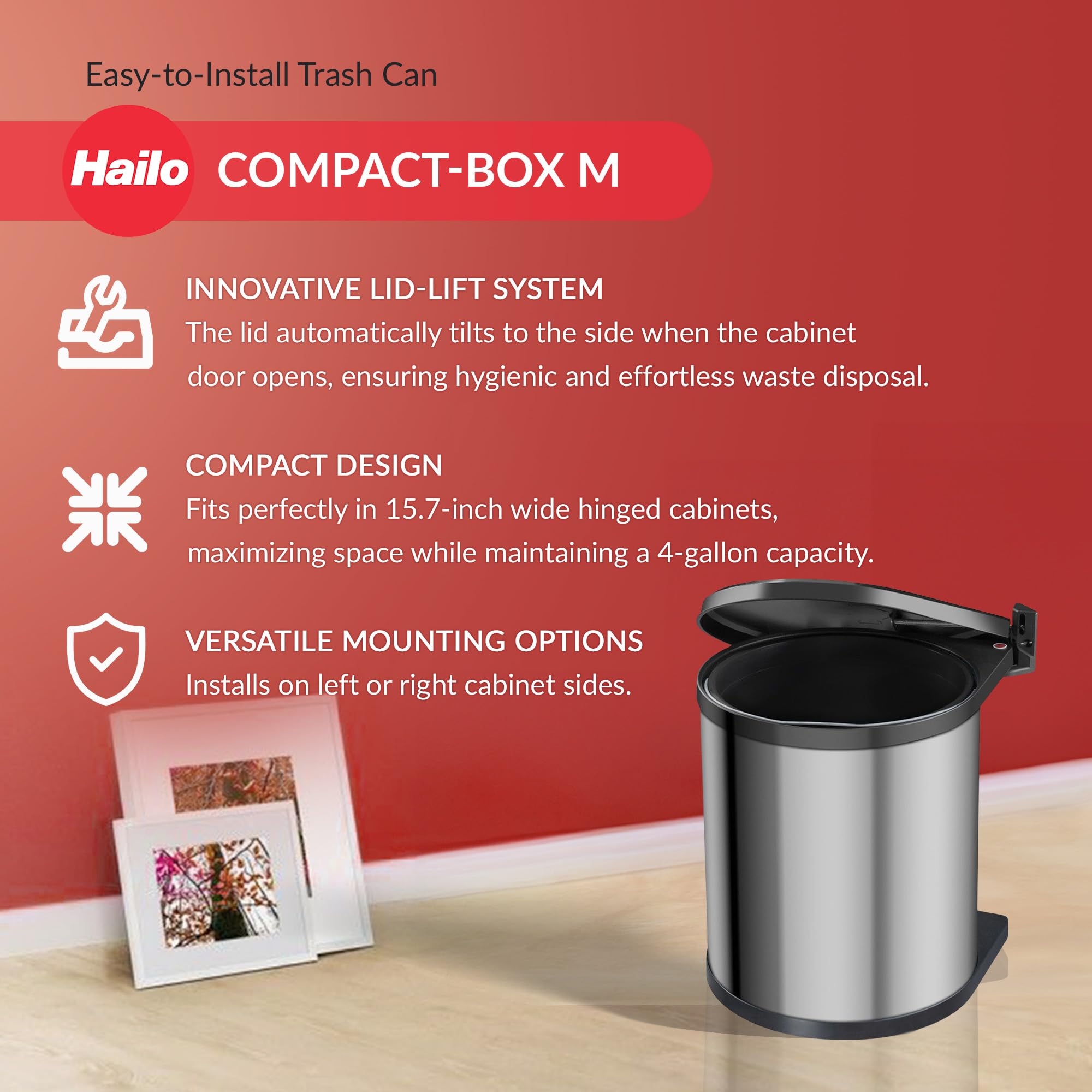 hailo-compactbox-m-einbaum-lleimer-15l-edelstahl-schwarz image 2