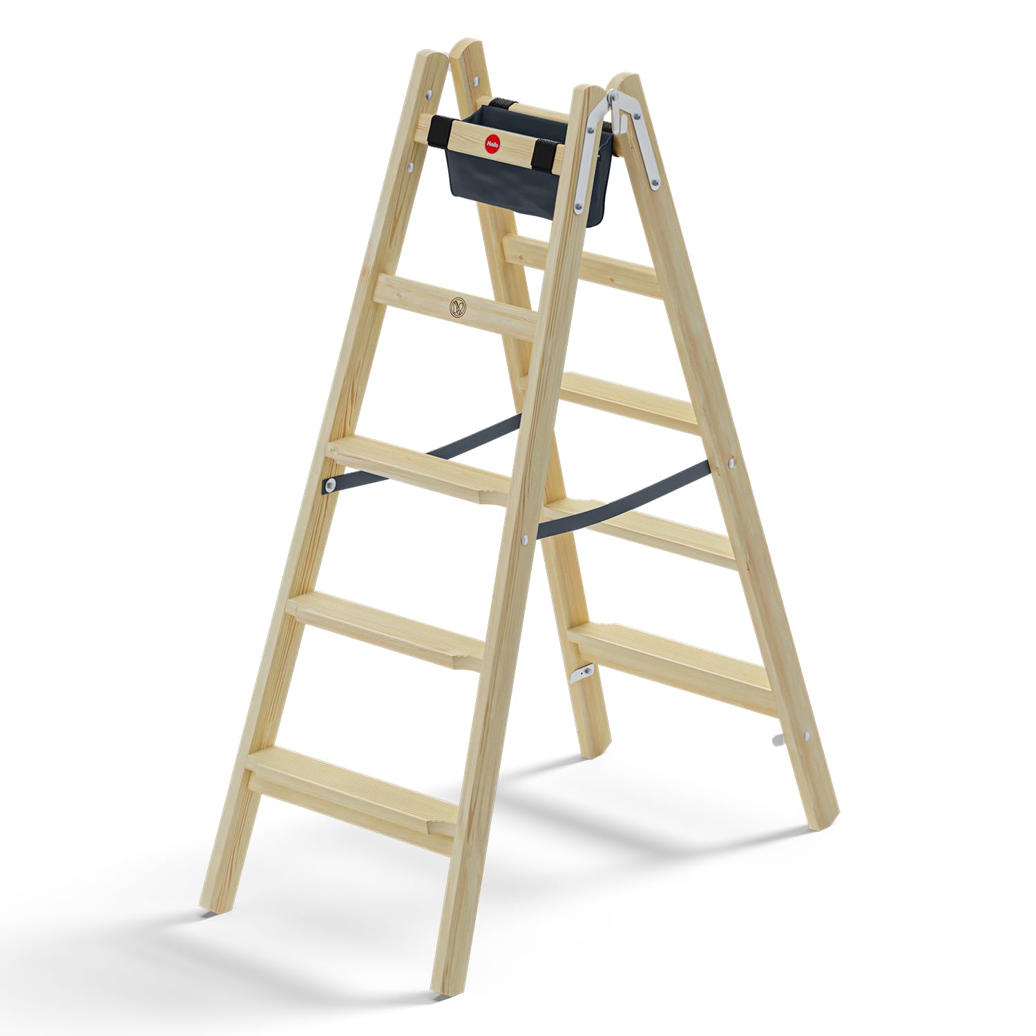 hailo-master-h80-holzleiter-2x5-stufen-mit-tasche-150-kg image 1