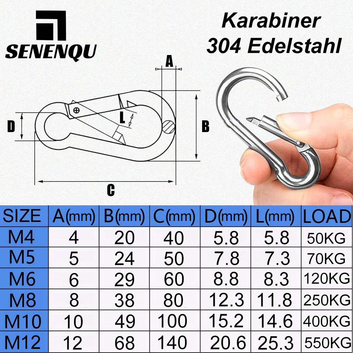 senenqu-m12-karabiner-edelstahl-12x140-mm-800-kg-2-st-ck image 2