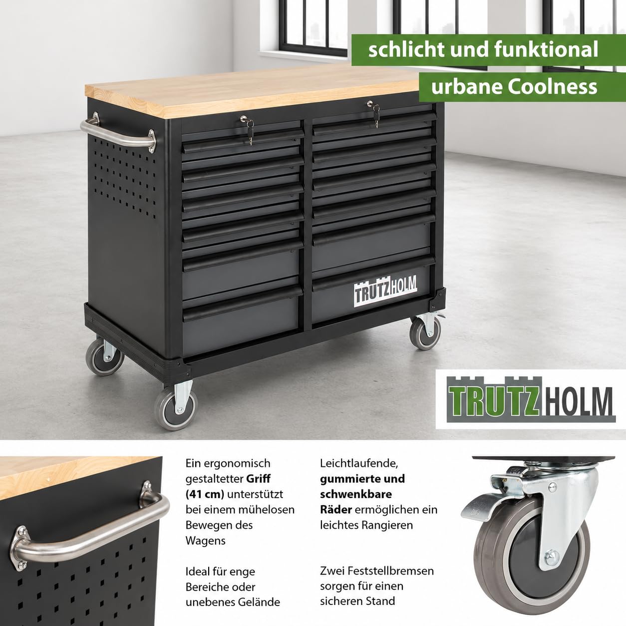 trutzholm-werkstattwagen-deluxe-12-schubladen-holzplatte-anthrazit-grau image 6