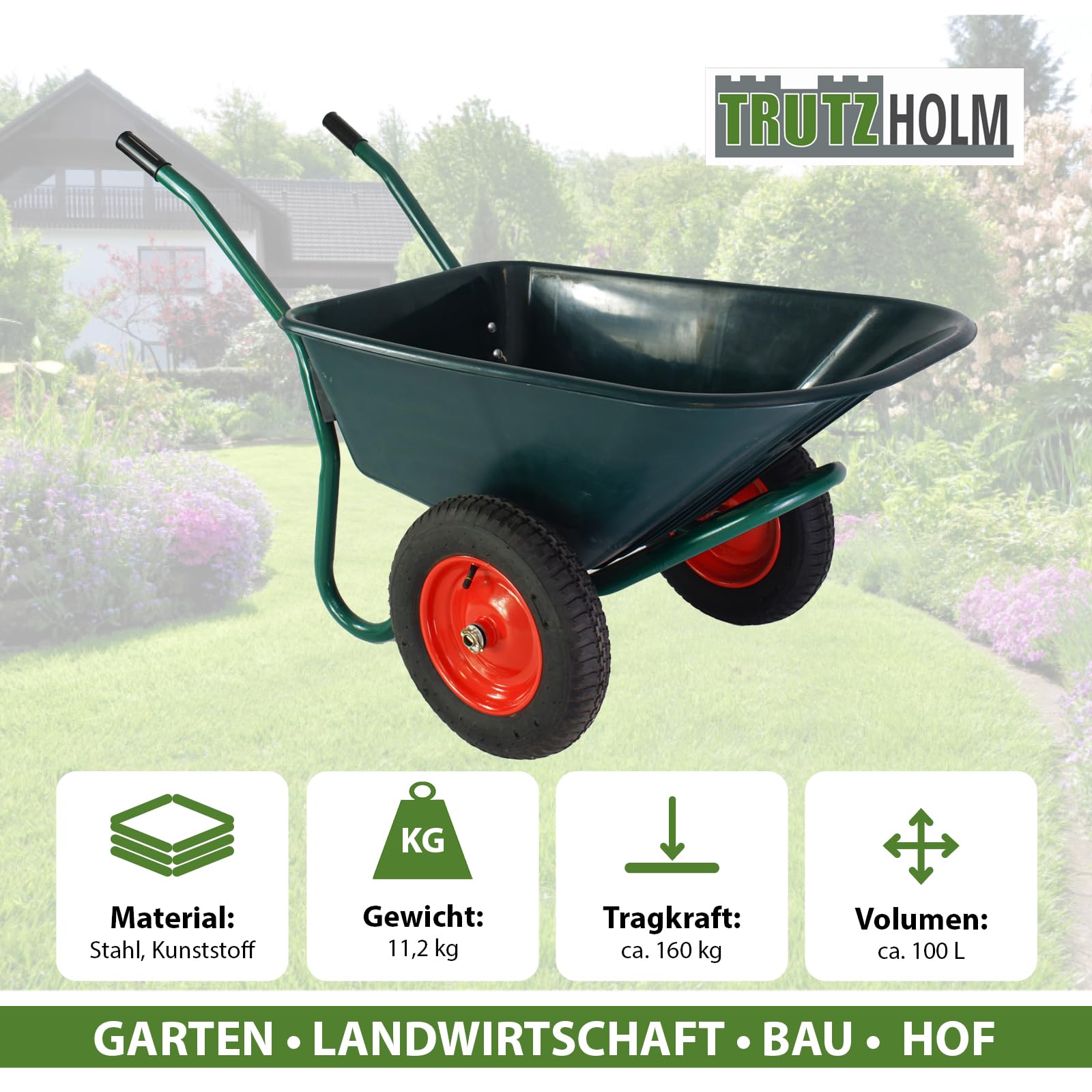 trutzholm-schubkarre-2-rad-100-l-160-kg-dunkelgr-n image 3