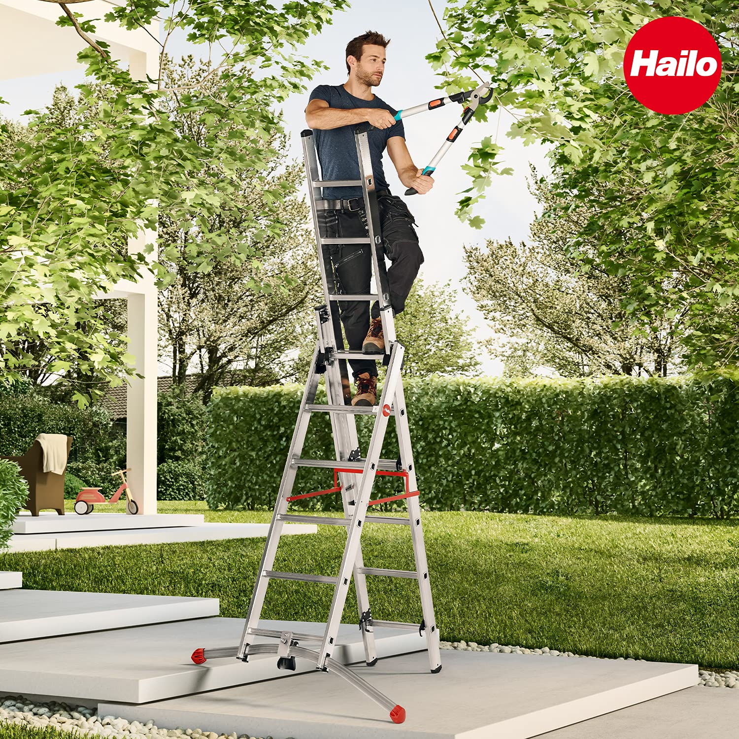 hailo-leitern-s100-profilot-kombileiter-alu-2x9-1x8-150kg image 7