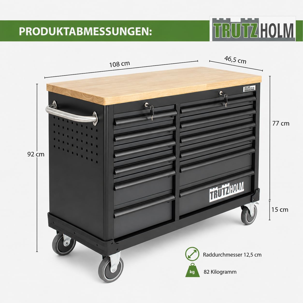 trutzholm-werkstattwagen-deluxe-12-schubladen-holzplatte-anthrazit-grau image 2