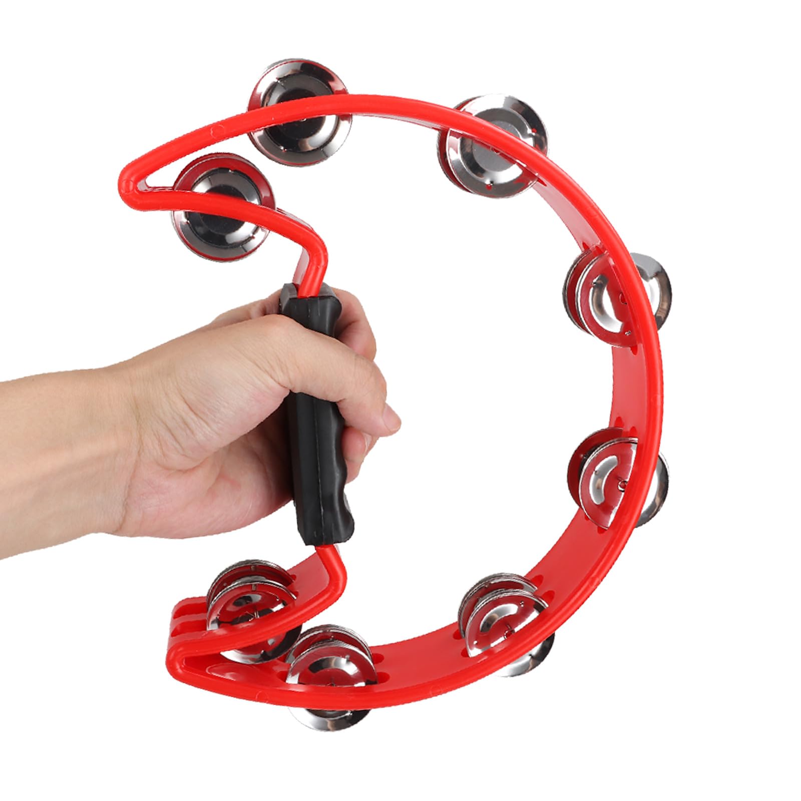 senenqu-metal-guiro-tamburin-25-cm-rot-2er-set-mit-rasseln-doppelreihig image 7