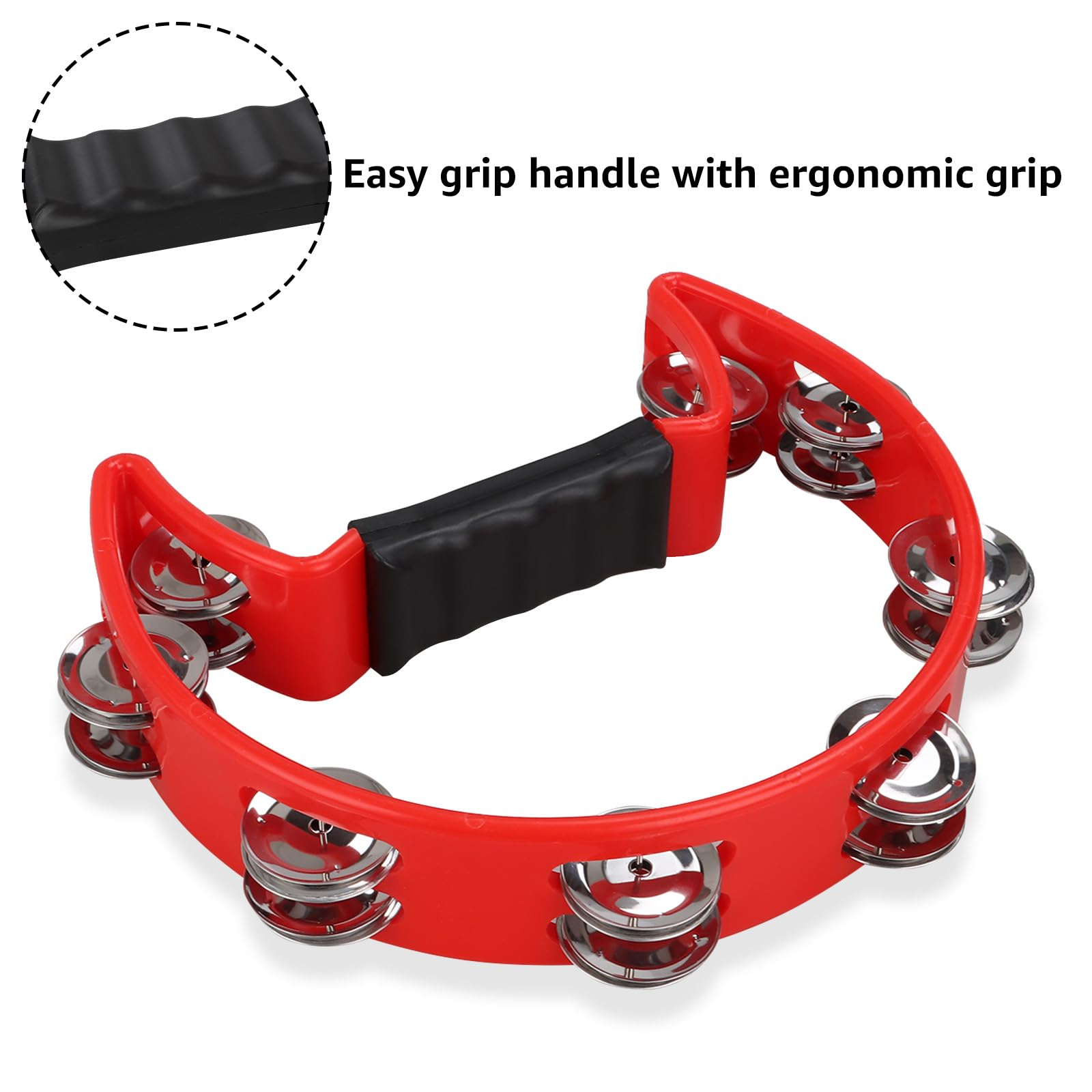 senenqu-metal-guiro-tamburin-25-cm-rot-2er-set-mit-rasseln-doppelreihig image 3